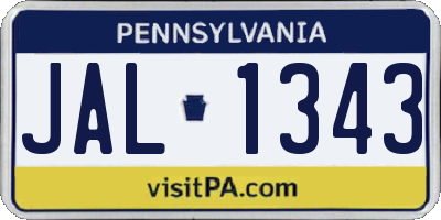 PA license plate JAL1343