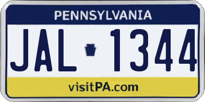 PA license plate JAL1344