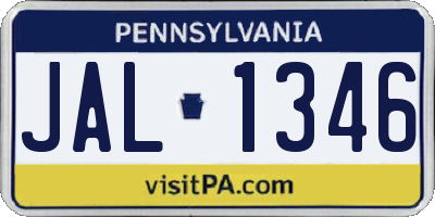 PA license plate JAL1346