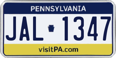 PA license plate JAL1347