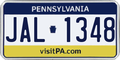 PA license plate JAL1348