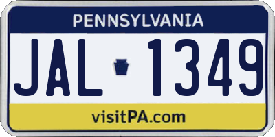 PA license plate JAL1349