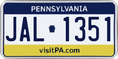 PA license plate JAL1351