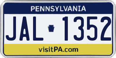 PA license plate JAL1352