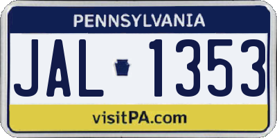 PA license plate JAL1353