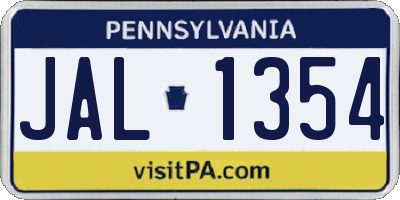 PA license plate JAL1354