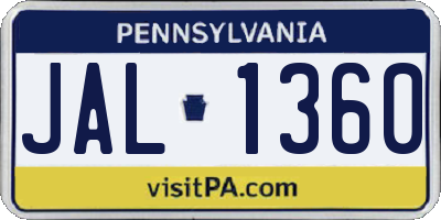 PA license plate JAL1360