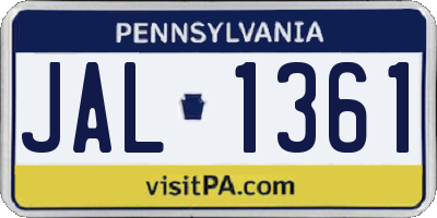 PA license plate JAL1361