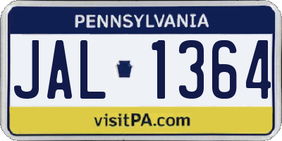 PA license plate JAL1364