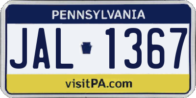 PA license plate JAL1367