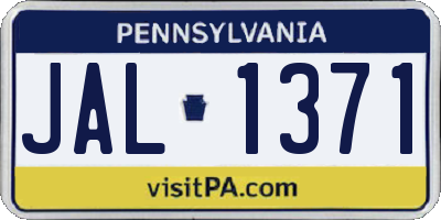 PA license plate JAL1371