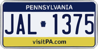 PA license plate JAL1375