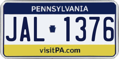 PA license plate JAL1376