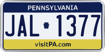 PA license plate JAL1377