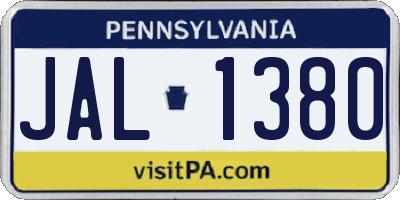 PA license plate JAL1380