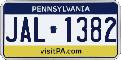 PA license plate JAL1382