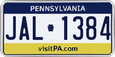 PA license plate JAL1384