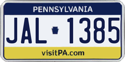 PA license plate JAL1385