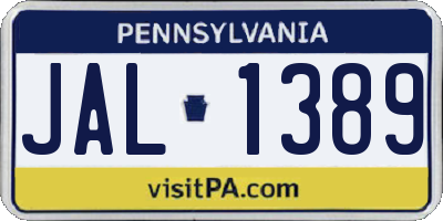 PA license plate JAL1389