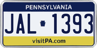 PA license plate JAL1393