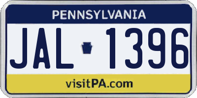 PA license plate JAL1396