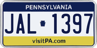 PA license plate JAL1397