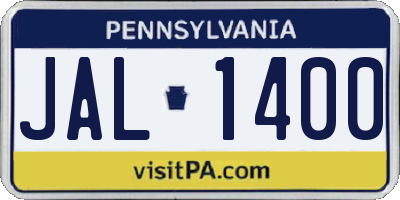 PA license plate JAL1400