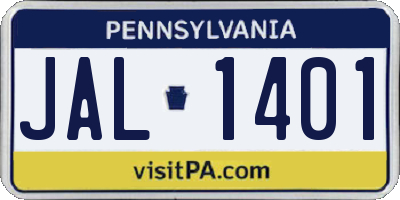 PA license plate JAL1401