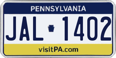 PA license plate JAL1402