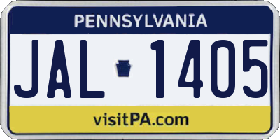 PA license plate JAL1405