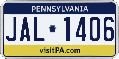 PA license plate JAL1406