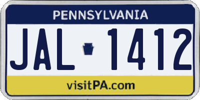 PA license plate JAL1412