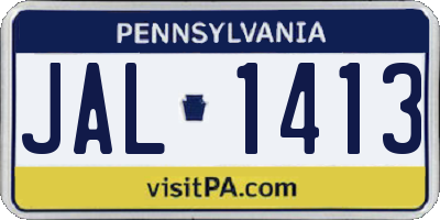 PA license plate JAL1413