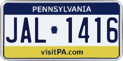 PA license plate JAL1416