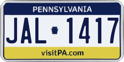 PA license plate JAL1417