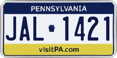 PA license plate JAL1421