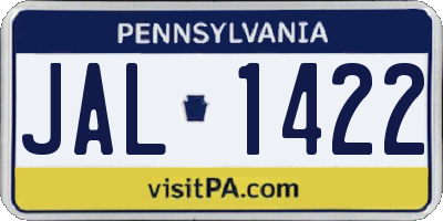 PA license plate JAL1422