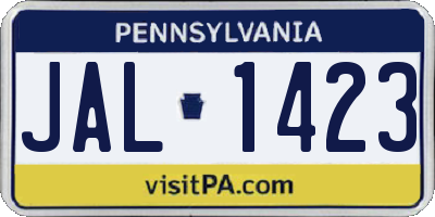 PA license plate JAL1423