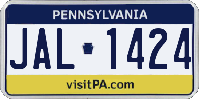 PA license plate JAL1424