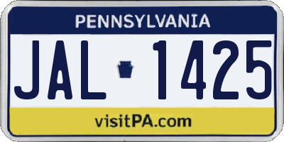 PA license plate JAL1425