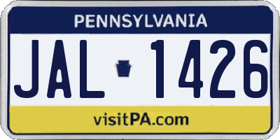 PA license plate JAL1426