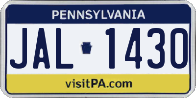 PA license plate JAL1430