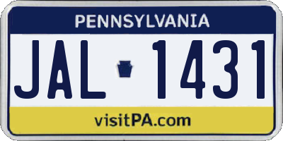 PA license plate JAL1431