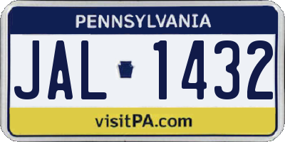 PA license plate JAL1432