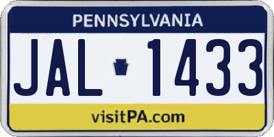 PA license plate JAL1433