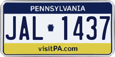 PA license plate JAL1437