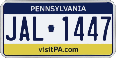 PA license plate JAL1447