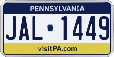 PA license plate JAL1449