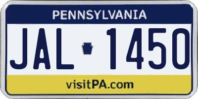 PA license plate JAL1450