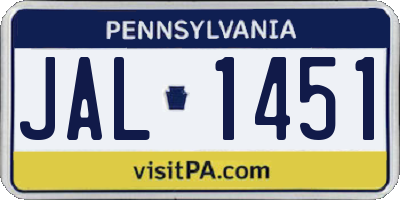 PA license plate JAL1451